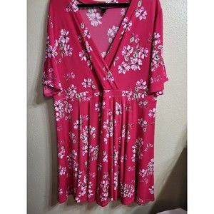 TORRID Hot Pink Floral Skater Midi Dress Size 4